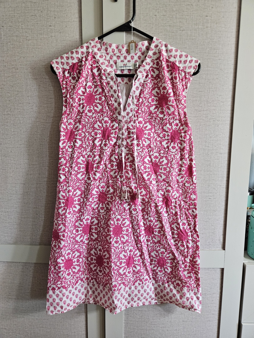 Vineyard Vines Pink and White Sleeveless Mini Dress